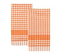 Talking Tables Lot de 2 torchons de Cuisine Vichy Orange en Tissu Lin à Carreaux Grands Serviettes absorbantes durables en Coton Doux à séchage Rapide Emballage écologique 45 x 70 cm