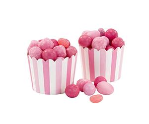 Talking Tables Lot de 20 caissettes en papier Rose et Blanc pour gâteaux, Crèmes Glacées, Moules pour cupcake Résistant au Four, Popcorn, Bonbons