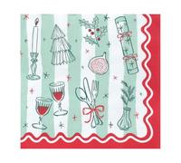 Talking Tables Lot de 20 serviettes de Noël en papier à motif Bon Noël - Jetables et recyclables - 33 x 33 cm - Rouge et vert - Vaisselle festive - Traiteur