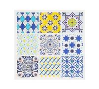 Talking Tables Lot de 20 serviettes de table marocaines géométriques bleues,Serviettes audacieuses et recyclables découpage, vaisselle de fête jetable et écologique l'été, anniversaire Jaune 33x33cm