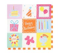 Talking Tables Lot de 20 serviettes en papier « Happy Birthday » - Pour décoration de gâteaux et bougies - Jetables - Recyclables - Sans plastique - 3 plis - 33 cm