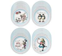 Talking Tables 24 Assiettes Jetables Alice au Pays des Merveilles - Vaisselle Jetable Goûter Festif Chapelier Fou - Assiettes Jetables Anniversaire, Baby Shower, 4 Motifs - Assiettes Carton 23 cm