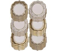 Talking Tables Lot de 24 assiettes en carton jetables dorées de qualité supérieure en 3 styles - Solides et robustes au design élégant recyclable pour Noël, fête d'anniversaire, mariage, anniversaire