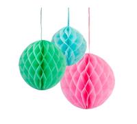 Talking Tables Lot de 3 boules en papier alvéolé orange, jaune et rose | Décorations arc-en-ciel pour fierté, anniversaire, fête prénatale, festival, mariage, PASTEL-HONEYCOMB