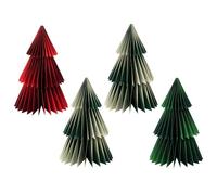 Talking Tables Lot de 4 décorations réutilisables en papier pour sapin de Noël avec fermeture magnétique pour cheminée, rebord de fenêtre, fête hivernale, thème forêt rouge et vert givré