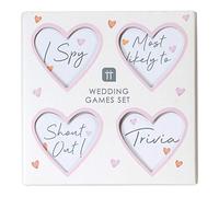Talking Tables Lot de 4 Jeux de Table de Mariage pour invités | Ice Breaker Trivia, Most Likely to, Shout Out & I Spy, Blanc