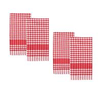 Talking Tables Lot de 4 torchons de Cuisine Vichy Rouges en Tissu Lin à Carreaux Grands torchons absorbants durables en Coton Doux à séchage Rapide Emballage écologique 45 x 45 cm