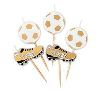 Talking Tables Lot de 5 Bougies pour Gâteau d'Anniversaire en forme de Ballon de Football Blanc et Or Décoration de Fête