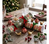 Talking Tables Lot de 6 Crackers de Noël de Luxe Faits à la Main Rouge/Vert