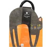 Talking Tables Lot de 6 sacs à friandises en papier en forme de chat avec poignées Noir/orange 25 x 16 cm