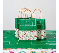 Talking Tables Lot de 8 sacs de fête recyclables et jetables avec poignées pour enfants, garçons et filles, pour cadeaux, friandises, dragées, coupe du monde de la FIFA, football