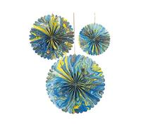 Talking Tables Marbre Bleu Papier Fans Décorations de Fête - Paquet de 3 | Disques de roue ronds pour anniversaire, Noël, décoration murale