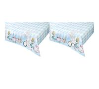Talking Tables Nappe Jetable Bleue Alice au Pays des Merveilles - Papier Recyclable Chapelier Fou pour Anniversaire, Fête des Mères, Baby Shower - Bleu, 180 x 120 cm (Lot de 2)
