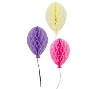 Talking Tables Paper Honeycomb Birthday Balloons - Pack of 3 Pretty Hanging Party Decorations in Pink, Purple and White, Reusable, Girls, Women