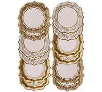 Talking Tables Party Porcelain Or Assiettes en Papier Moyens dans 3 Designs 12Pk, Carton, 20cm x 20cm