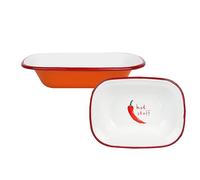 Talking Tables Plat de Service en Email Orange, Motif Piment 20 cm - Plateau Email Vintage pour Barbecue, Apero, Cadeau Gourmand Original