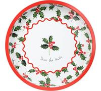 Talking Tables Plateau de service rond motif houx de Noël pour thé, café, boissons, aliments, sandwichs, vaisselle de Noël 30 cm