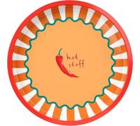 Talking Tables Plateau de Service Rond Motif Piment pour thé, café, Boissons, Aliments, sandwichs, Barbecue, Anniversaire, Vaisselle en étain 30 cm