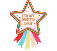 Talking Tables Rosette Joyeux Anniversaire Badge Étoile Colorée Réutilisable Accessoires pour Filles Adultes Enfants Fournitures de Fête 10 cm de Diamètre