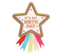 Talking Tables Rosette Joyeux Anniversaire Badge Étoile Colorée Réutilisable Accessoires pour Filles Adultes Enfants Fournitures de Fête 10 cm de Diamètre