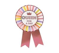 Talking Tables Rosette Joyeux Anniversaire Badge Luxe Or Queen For A Day Réutilisable Accessoires pour Maman Femmes Filles Sœur Mère Enfants Fournitures de Fête Événement 10 cm de Diamètre