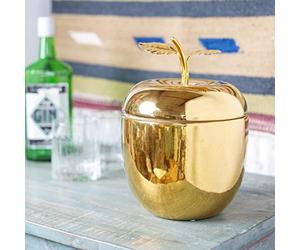 Talking Tables Seau à glace pomme dorée avec couvercle - Accessoires de chariot à boissons de qualité supérieure pour décoration de bar pour table | Porte-bouteille de vin élégant en acier inoxydable