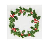 Talking Tables Serviettes de Noël en Papier Toucher Lin Motif Houx | Lot de 20 | Serviettes Luxueuses et Jetables | XL 40 cm