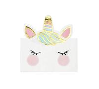 Talking Tables Serviettes en forme de Visage de Licorne, Décoration Anniversaire pour Enfant, Lot de 16, Papier