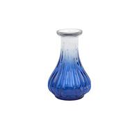 Talking Tables Souk Vase Soliflore en Verre Recycle, Bleu Cobalt Nervure, 10 cm, Decoration de Table, Fleur Unique, Cadeau Deco