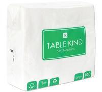 Talking Tables Table Kind 100 x Serviettes Blanches Douces pour Fêtes, Traiteur, Anniversaires, Intérieur ou Extérieur tous les jours, idéales pour buffets et BBQ.