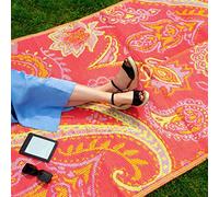 Talking Tables Tapis Extérieur Réversible Imperméable, Plastique, Tapis Léger Motif Paisley, Jardin, Terrasse, Salle de Bain, Pique-Nique 180cm x 120cm