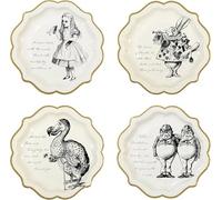 Talking Tables Truly Alice in Wonderland Assiettes en Carton pour Anniversaire, Mariage, Goûter Festif et Festivités, Fête à Thème Alice au Pays des Merveilles, Crème et Doré