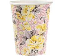 Talking Tables Truly Scrumptious Gobelets en Carton à Motif Floral pour Goûter Festif, Mariage et Fête d'Anniversaire, Rose et Jaune, 250 ml (Paquet de 12)