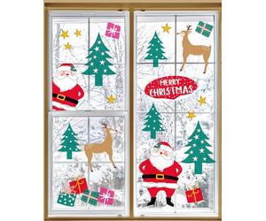 Talking Tables UK Lot de 6 autocollants de Noël réutilisables pour fenêtre (sans colle) Décorations de fête de Noël adaptées aux enfants avec Père Noël, Rudolph, flocons de neige, arbres