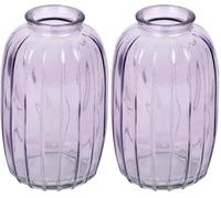 Talking Tables Vase Soliflore en Verre Lilas pour Fleurs Décoration Élégante Centre de Table Mariage Rebord de Fenêtre Fêtes Jardin Dîner d'Été Cheminée Cadeau Hauteur 12 cm (Lot de 2)