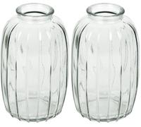 Talking Tables Vase Soliflore en Verre Transparent pour Fleurs Décoration Élégante Centre de Table Mariage Rebord de Fenêtre Fêtes Jardin Dîner d'Été Cheminée Cadeau Hauteur 12 cm (Lot de 2)