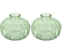 Talking Tables Vase Soliflore en Verre Vert pour Fleurs Décoration Élégante Centre de Table Mariage Rebord de Fenêtre Fêtes Jardin Dîner d'Été Cheminée Cadeau Hauteur 8 cm (Lot de 2)