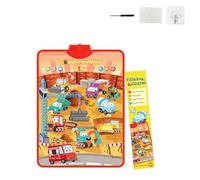 Talking Wall Chart for Kids - English & Spanish, Learning Poster with Songs, ABCs, Numbers, Animal Words Piano, Bilingual Toys with Interactive Touch Buttons for Toddlers 1-6 (Construction site)