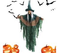 Talking Witch Decoration - Figurine animée d'Halloween, Light Up Eyes Prop | Scène De Fête De Pelouse Maison Hantée En Plein Air, Attraction De Vacances De Carnaval Effrayant Avec Effet De