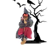 Talking Witch - Halloween Witch Decor - 114g Creepy Halloween - Spooky Animated Witc.h Figure with Voice Sensing Glowing Eyes and Ghost Sounds, Resin and Fabric Build for Haunted House Party Display
