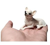 TALKLEK 1 Mini Figurine de Chihuahua en résine de 5,1 cm - Cadeau commémoratif pour Chien - Décoration de Voiture - Statue de Chihuahua à Collectionner - Cadeau pour Les Amateurs de Chihuahua (Blanc)