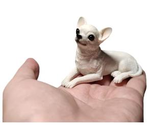 TALKLEK 1 Mini Figurine de Chihuahua en résine de 5,1 cm - Cadeau commémoratif pour Chien - Décoration de Voiture - Statue de Chihuahua à Collectionner - Cadeau pour Les Amateurs de Chihuahua (Blanc)
