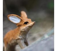 TALKLEK Figurine de renard fennec sauvage en bois sculpté à la main de 10,2 cm - Statue de renard en bois - Sculpture de renard - Art décoratif - Décoration d'intérieur - Cadeaux (L : 10,5 cm x l