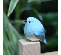TALKLEK Figurines d'oiseau en bois sculptées à la main, statue créative de petit oiseau pour décoration d'intérieur, cadeau d'oiseaux pour les amateurs d'oiseaux (gros rouge-gorge bleu)