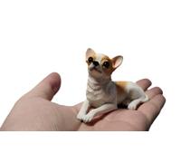 TALKLEK Mini figurine de chihuahua en résine de 5,1 cm - Cadeau commémoratif pour chien - Décoration de voiture - Statue de chihuahua de collection - Cadeau pour les amateurs de chihuahua
