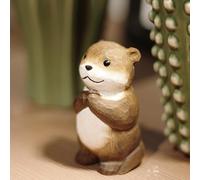 TALKLEK Petite figurine de loutre en bois sculpté à la main pour la décoration de la maison et du bureau (L : 3,5 cm x l 2,5 cm x H : 6,5 cm)