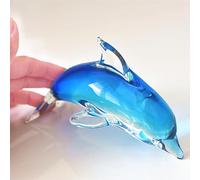 TALKLEK Statue de dauphin en verre coloré en cristal - Objets de collection - Sculpture d'art créatif d'intérieur - Statue d'animal marin pour décoration de la maison et du bureau (bleu clair, L : 15