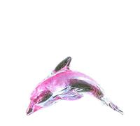TALKLEK Statuette de dauphin en verre de cristal coloré - Objets de collection - Sculpture d'art créatif d'intérieur - Statue d'animal marin pour décoration de la maison et du bureau (rose, L : 15 cm
