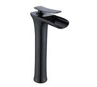 Tall Basin Mixer Tap Waterfall Bathroom Sink Taps Brass Bathroom Sink Faucet Hot and Cold Single Hole Above Counter Basin Basin Faucet-White