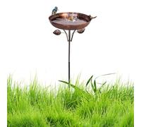 Tall Bird Bath, Standing Water Feeder, 12.01x38.58in Five Pronged Stake, Artistic Outdoor Decoration, Authentic Metal Construction for Courtyard Lawn, Garden Accessory, Birds